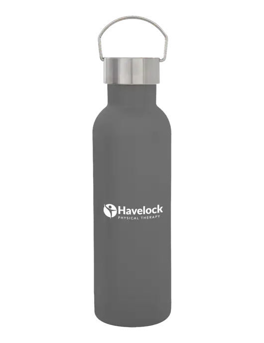 28 oz Medium Grey Bubbli Stainless Steel Bottle w/Havelock Logo