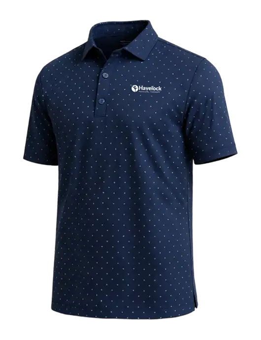 Callaway Micro Chev Dark Navy Print Polo w/Havelock Logo