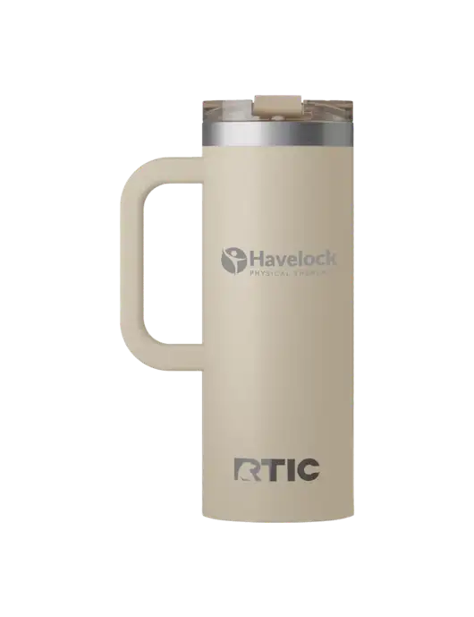 RTIC Road Trip 20 oz Tan Travel Mug w/Havelock Logo