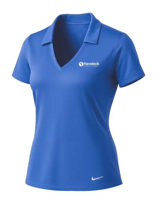 NIKE Light Royal Womens Dri-Fit Vertical Mesh Polo w/Havelock Logo