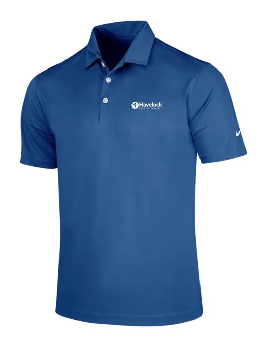 NIKE Dark Royal Dri-Fit Vertical Mesh Polo w/Havelock Logo