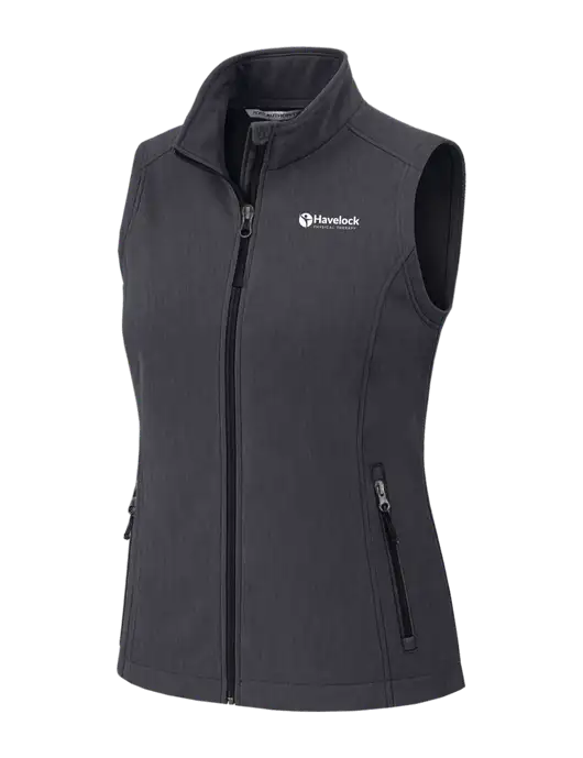 Charcoal Heather Womens Core Soft Shell Vest w/Havelock Logo