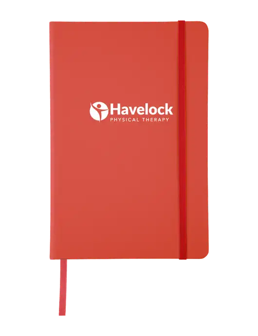Red Comfort Touch Bound Journal 5 ¾" W x 8 ½” H w/Havelock Logo