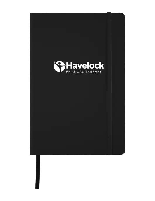 Black Comfort Touch Bound Journal 5 ¾" W x 8 ½” H w/Havelock Logo