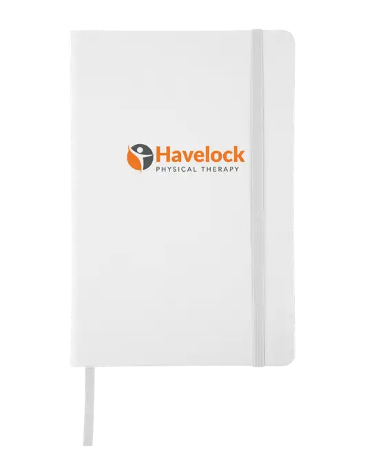 White Comfort Touch Bound Journal 5 ¾" W x 8 ½” H w/Havelock Logo