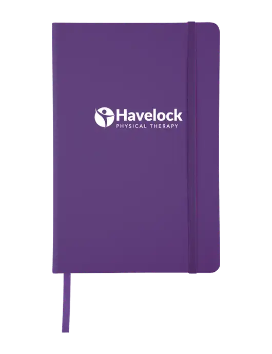 Purple Comfort Touch Bound Journal 5 ¾" W x 8 ½” H w/Havelock Logo