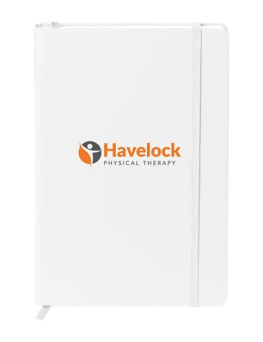 Neoskin White Hard Cover Journal 5.75 x 8.375
 w/Havelock Logo