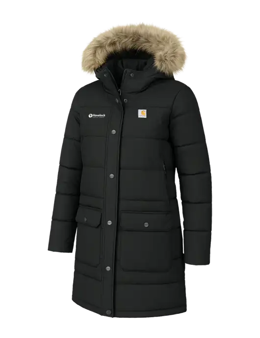 Carhartt Womens Montana Black Insulated Hooded Coat w/Havelock Logo