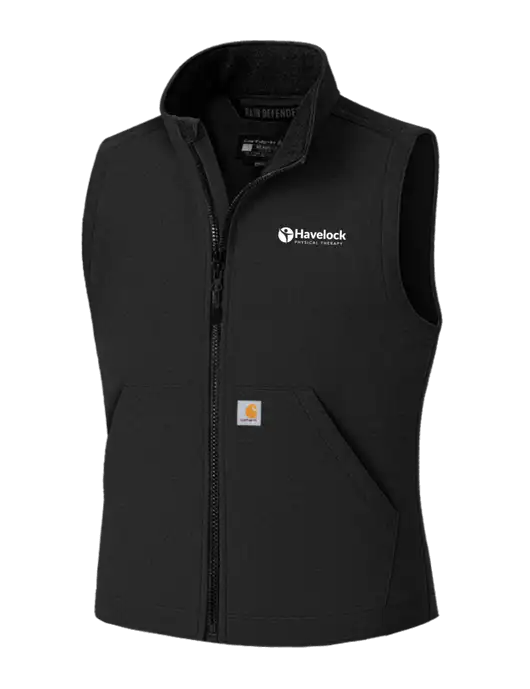 Carhartt Rain Defender Black Soft Shell Vest w/Havelock Logo