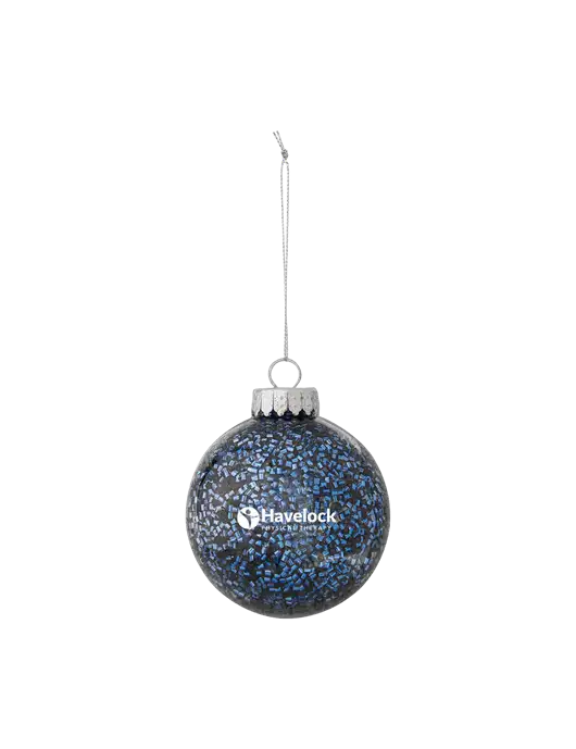 Dark Blue Shimmer Sphere Ornament w/Havelock Logo