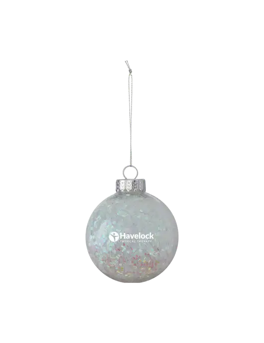 Light Silver Shimmer Sphere Ornament w/Havelock Logo