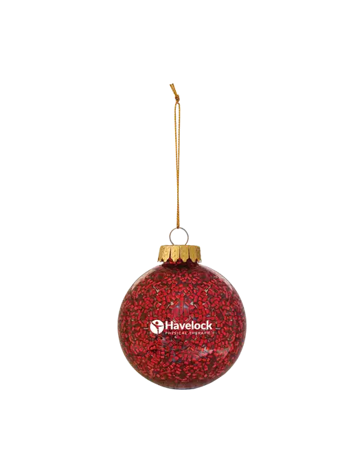 Red Shimmer Sphere Ornament w/Havelock Logo