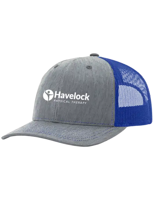 Richardson Adjustable Snapback Original 112 Trucker Cap Heather Light Grey w/Royal Mesh w/Havelock Logo
