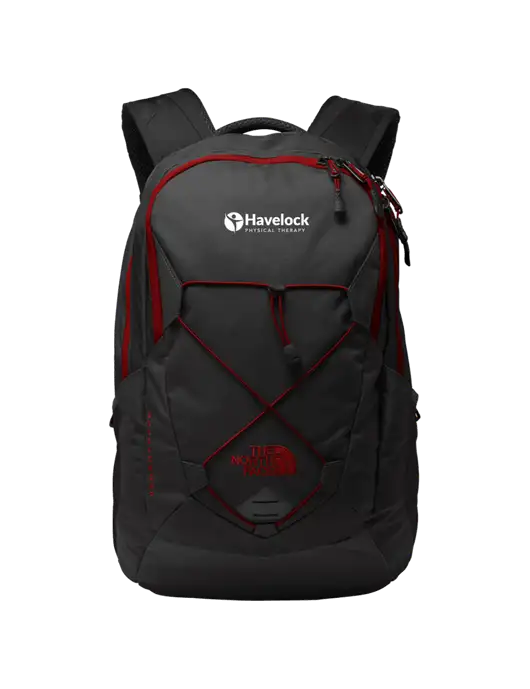 The North Face Very Dark Grey/Red Groundwork Backpack w/Havelock Logo