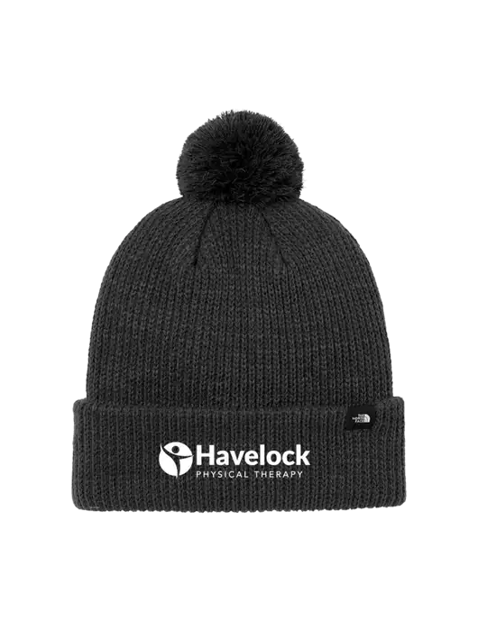 The North Face Black Heather Pom Beanie w/Havelock Logo