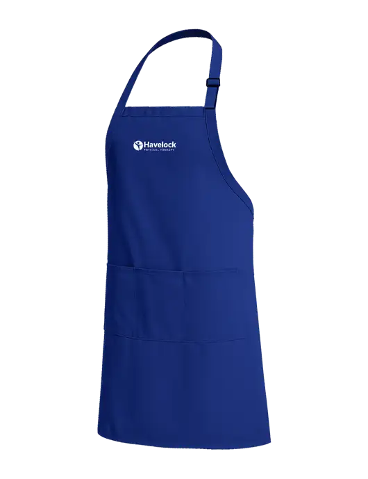 Easy Care Extra Long Bib Dark Royal Apron with Stain Release w/Havelock Logo