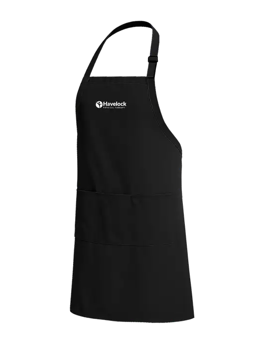Easy Care Extra Long Bib Black Apron with Stain Release w/Havelock Logo