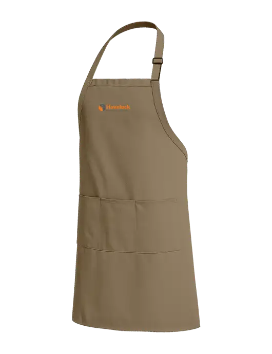 Easy Care Extra Long Bib Dark Tan Apron with Stain Release w/Havelock Logo