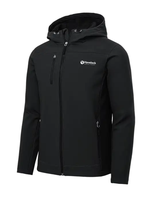 Hooded Core Black Soft Shell Jacket w/Havelock Logo