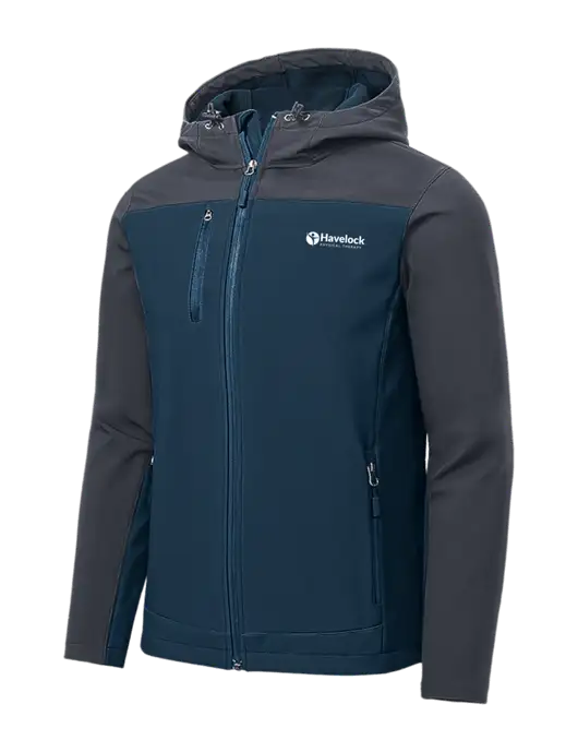 Hooded Core Navy/Dark Grey Soft Shell Jacket w/Havelock Logo