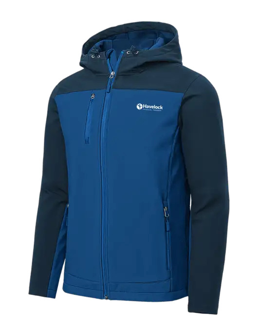 Hooded Core Royal/Navy Soft Shell Jacket w/Havelock Logo
