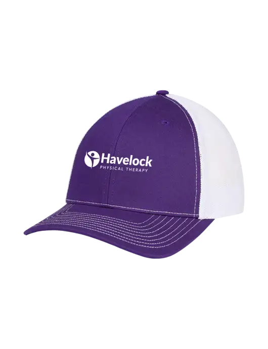 Richardson Adjustable Snapback Original 112 Trucker Cap Purple w/White Mesh w/Havelock Logo