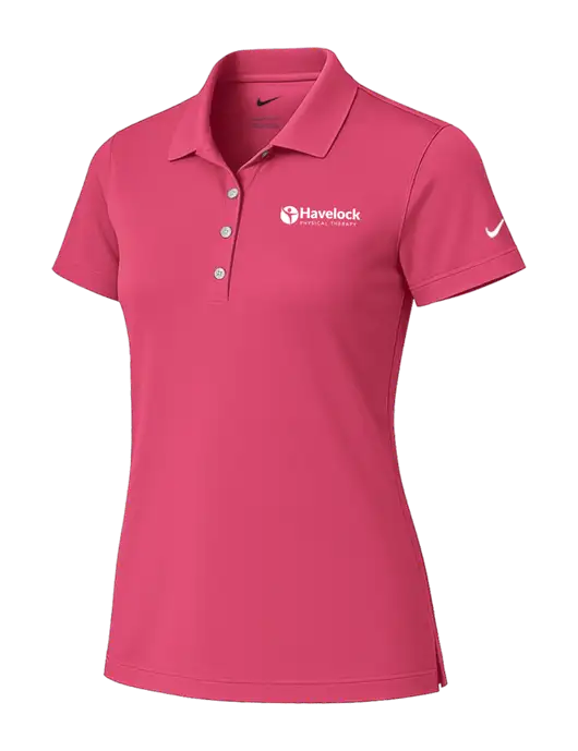 Nike Womens Dark Pink Tech Basic Dri-FIT Polo
 w/Havelock Logo