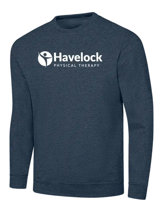 Heather Navy 7.8 oz Ring Spun Crew Sweatshirt w/Havelock Logo