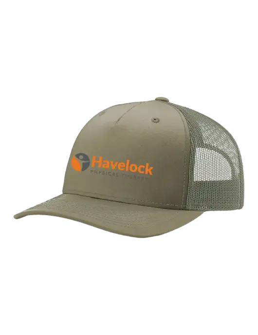 Richardson Five-Panel Trucker Olive Khaki/Light Olive Mesh Cap  w/Havelock Logo