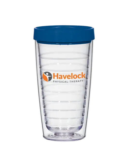 16 oz Trivex Double Wall Tumbler with Light Navy Travel Lid w/Havelock Logo