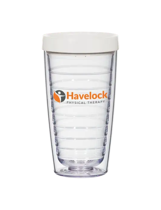 16 oz Trivex Double Wall Tumbler with White Travel Lid w/Havelock Logo