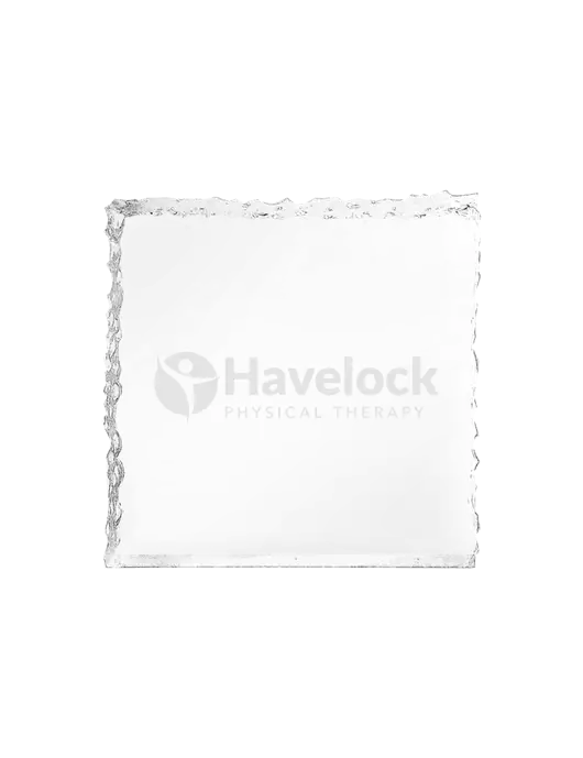 3" x 3" Clear Crushed Ice Acrylic Paperweight w/Havelock Logo