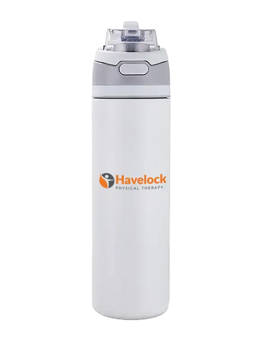 White Sip or Flip 24oz Vacuum Insulated Stainless Steel Bottle  w/Havelock Logo