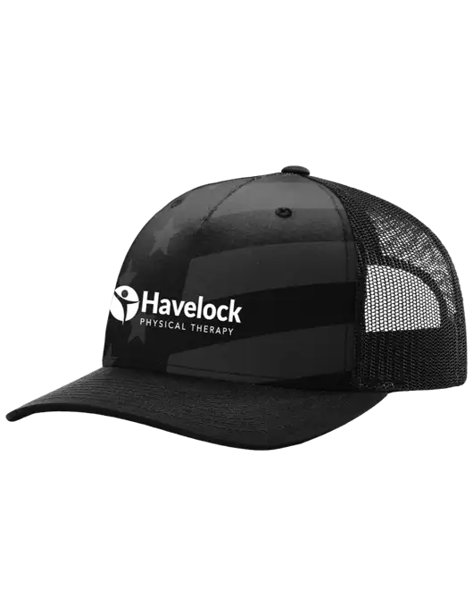 Richardson Five Panel Stars and Stripes Trucker Cap w/Havelock Logo