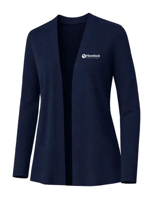Brooks Brothers Womens Cotton Stretch Long Navy Cardigan Sweater w/Havelock Logo