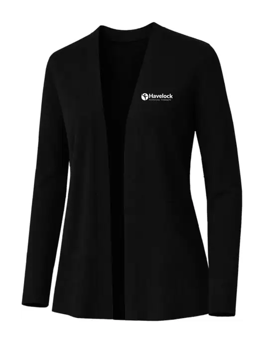 Brooks Brothers Womens Cotton Stretch Long Black Cardigan Sweater w/Havelock Logo