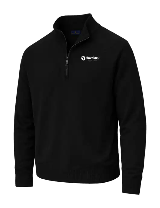 Brooks Brothers Cotton Stretch 1/4-Zip Black Sweater w/Havelock Logo