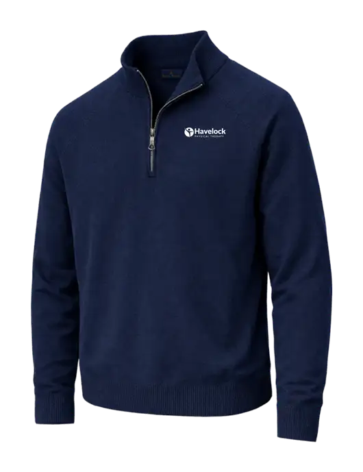 Brooks Brothers Cotton Stretch 1/4-Zip Navy Sweater w/Havelock Logo