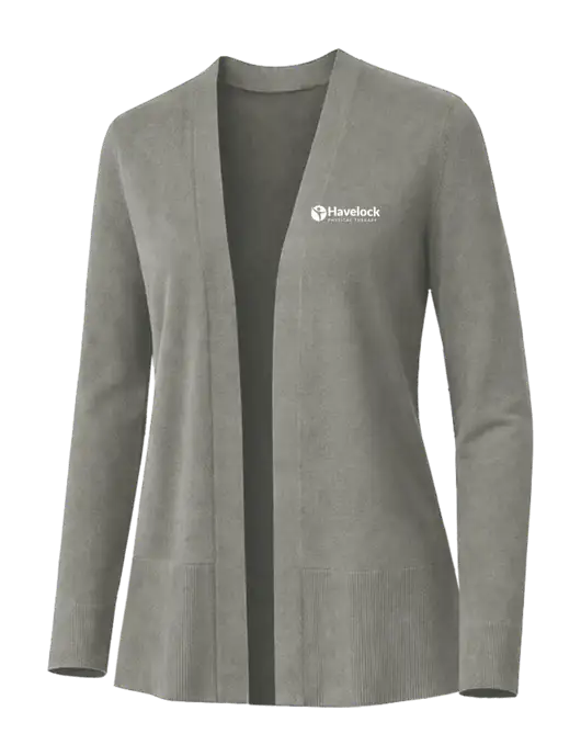 Brooks Brothers Womens Cotton Stretch Long Light Grey Cardigan Sweater w/Havelock Logo