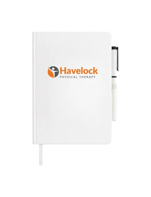 Soft Touch White Journal and Gel Pen Combo w/Havelock Logo