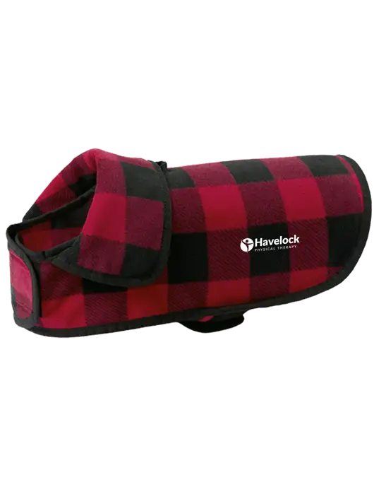 Pawsh Buffalo Red/Black Check Pet Fleece Jacket w/Havelock Logo