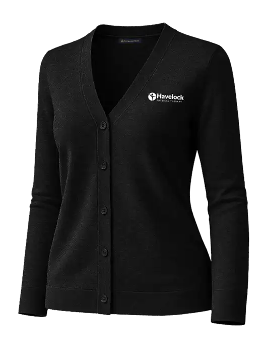 Brooks Brothers Womens Cotton Stretch Black Cardigan Sweater w/Havelock Logo