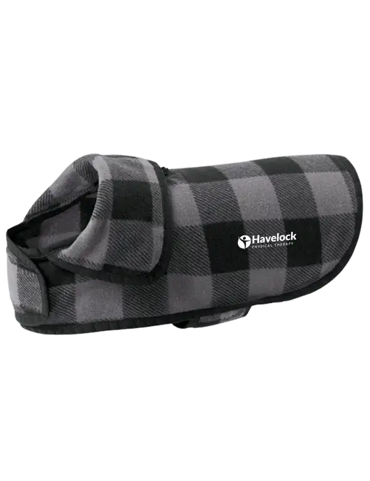 Pawsh Buffalo Grey/Black Check Pet Fleece Jacket w/Havelock Logo