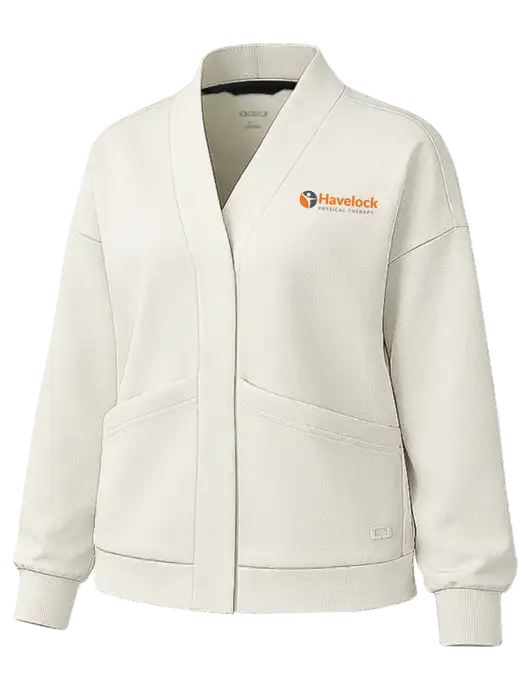 OGIO Womens Transcend Ivory Cardigan w/Havelock Logo