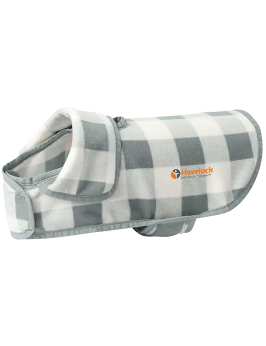 Pawsh Buffalo Medium Grey/White Check Pet Fleece Jacket w/Havelock Logo