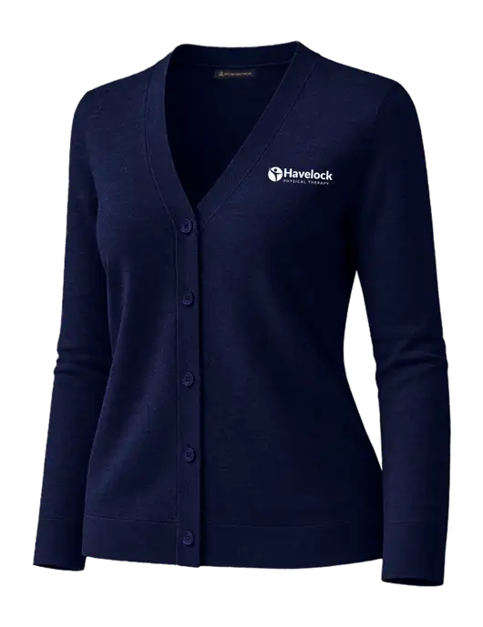 Brooks Brothers Womens Cotton Stretch Dark Navy Cardigan Sweater w/Havelock Logo