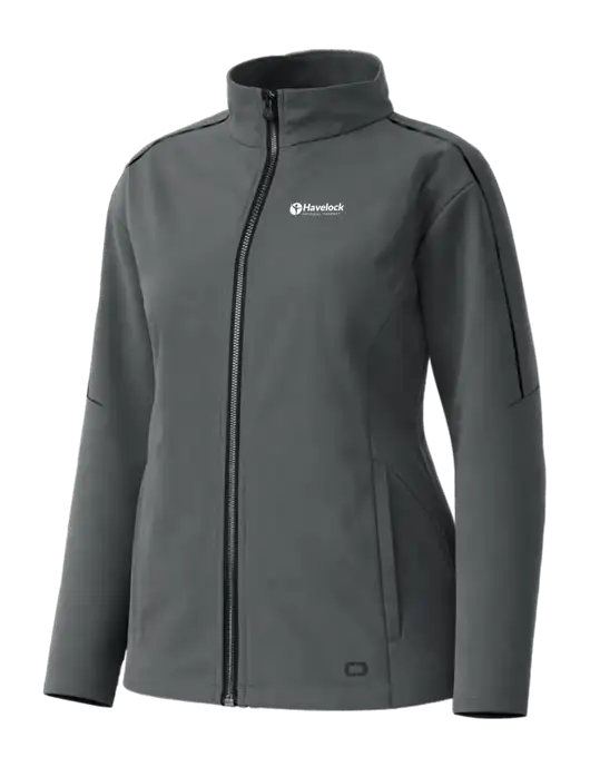 OGIO Womens Commuter Full-Zip Soft Shell Dark Grey Jacket w/Havelock Logo