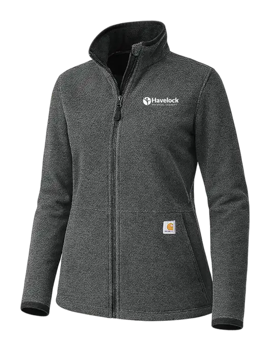 Carhartt Womens Very Dark Grey Heather Textured Full-Zip Fleece Jacket w/Havelock Logo