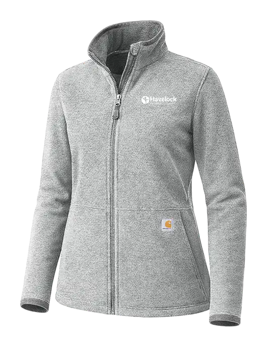 Carhartt Womens Medium Grey Heather Textured Full-Zip Fleece Jacket w/Havelock Logo