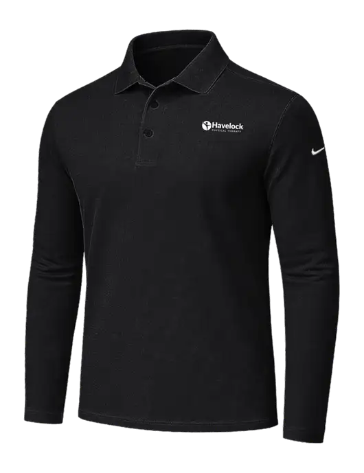 Nike Black Dri-FIT Micro Pique 2.0 Long Sleeve Polo w/Havelock Logo